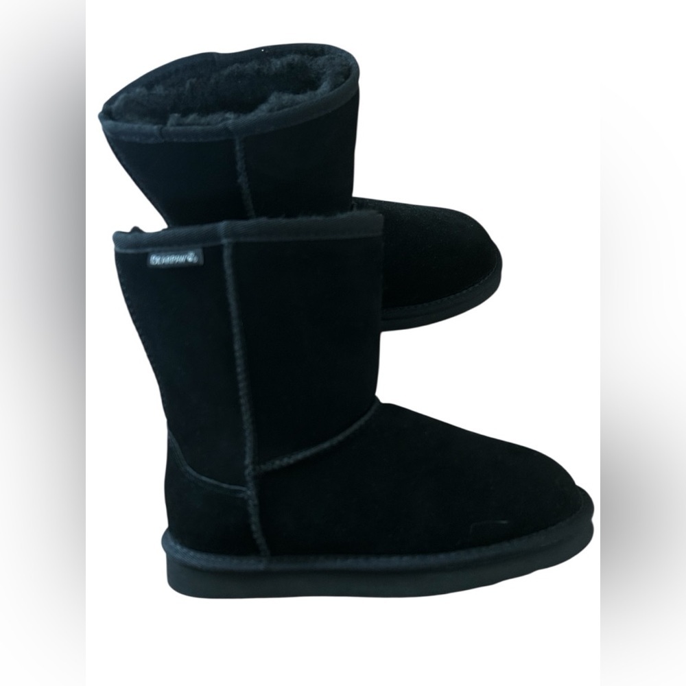 BEARPAW Emma Youth Black Suede Faux Fur Winter Boots Size 3